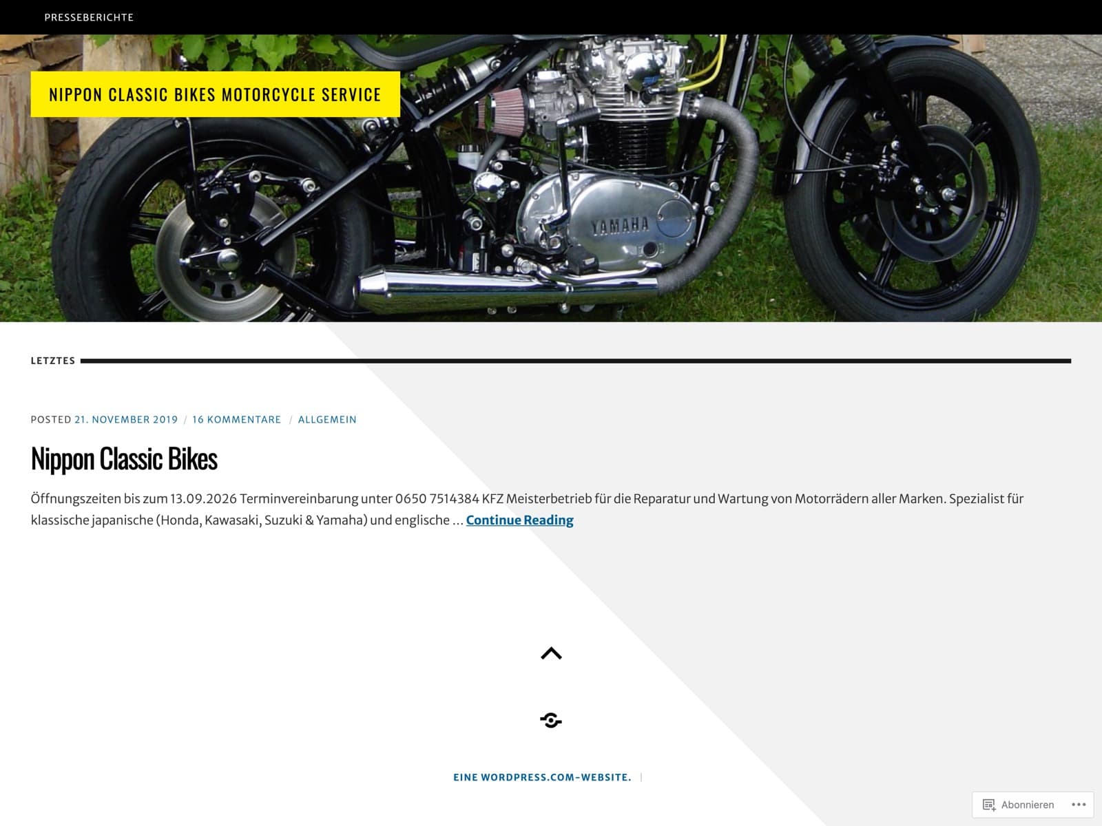 Bestehende Seite von Nippon Classic Bikes